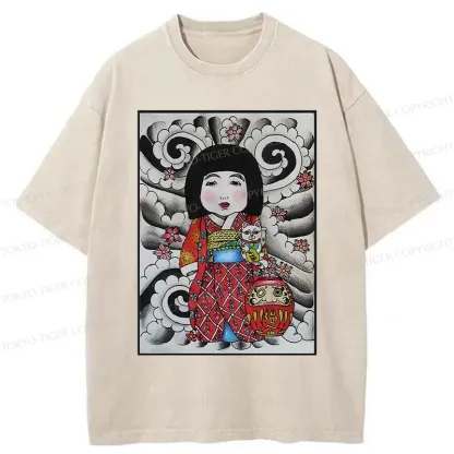 Tokyo-Tiger Japanese Little Girl Washed T-Shirt