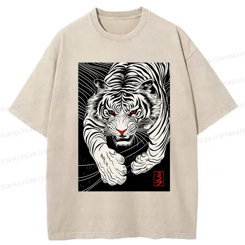 Tokyo-Tiger Japanese Ferocious Tiger Washed T-Shirt