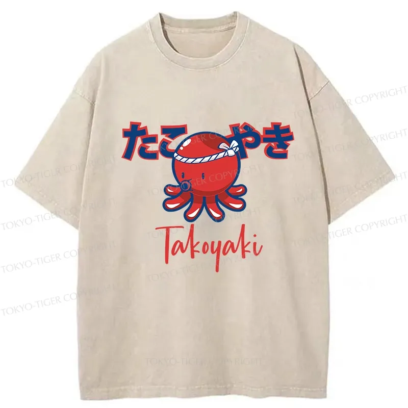 Tokyo-Tiger Japanese Traditional Takoyaki Washed T-Shirt Sale