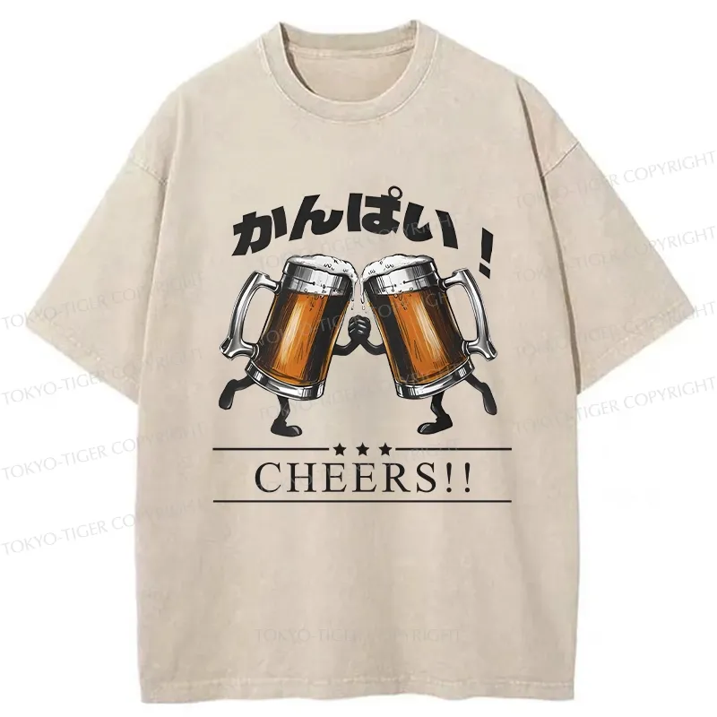 Tokyo-Tiger Cheers Japanese Beer Washed T-Shirt