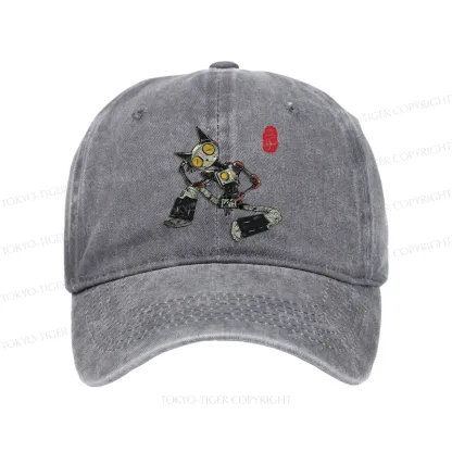 Tokyo-Tiger Contemplative Robot Cat Washed Cap
