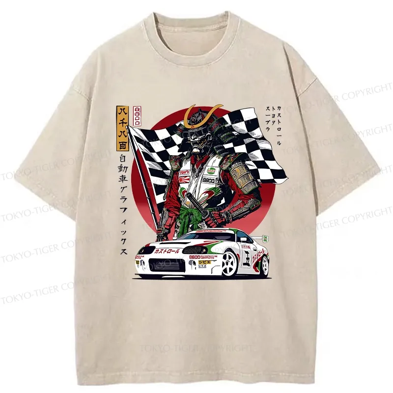 Tokyo-Tiger Samurai Racer Washed T-Shirt Sale