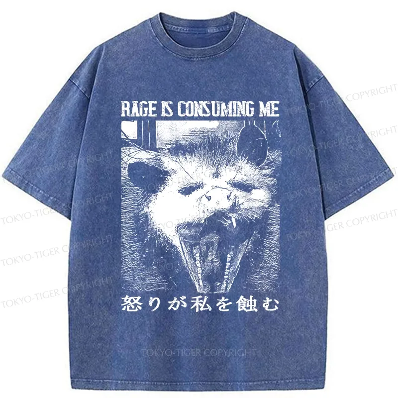 Tokyo-Tiger Rage Is Consuming Me Opossum Washed T-Shirt