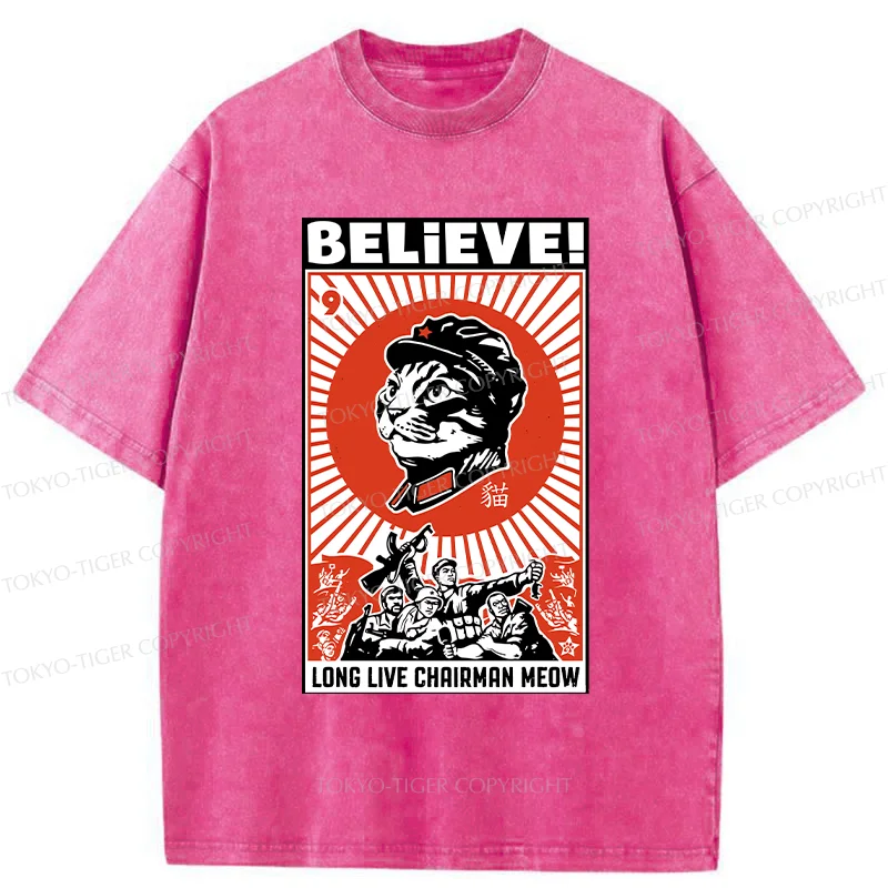 Tokyo-Tiger Long Live Chairman Meow Washed T-Shirt