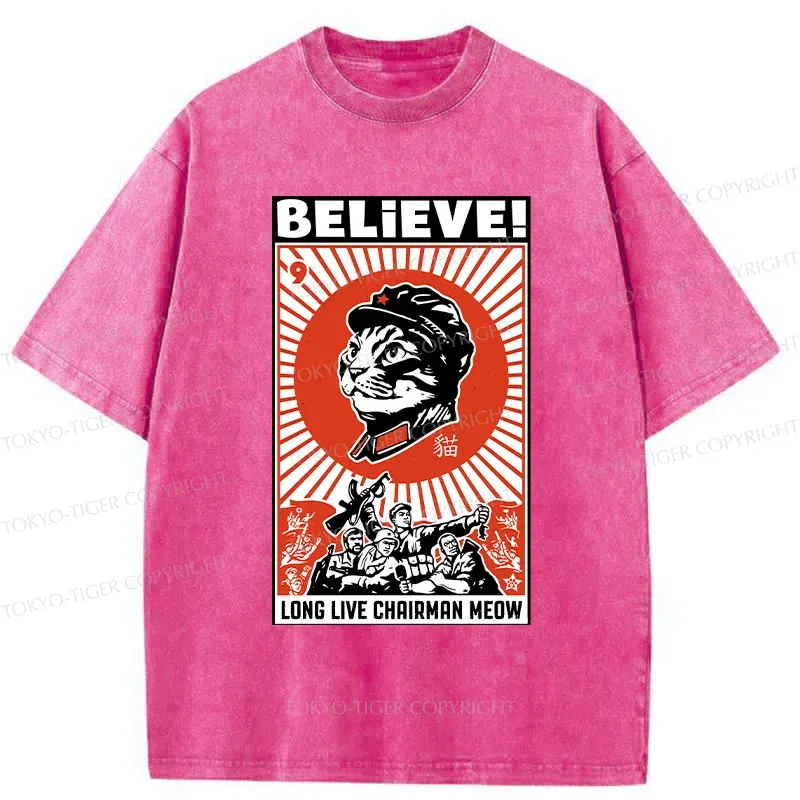 Tokyo-Tiger Long Live Chairman Meow Washed T-Shirt