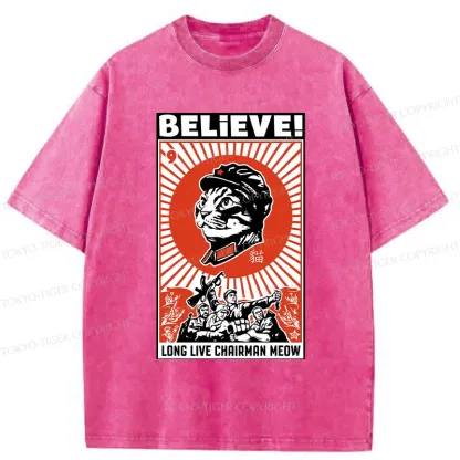 Tokyo-Tiger Long Live Chairman Meow Washed T-Shirt
