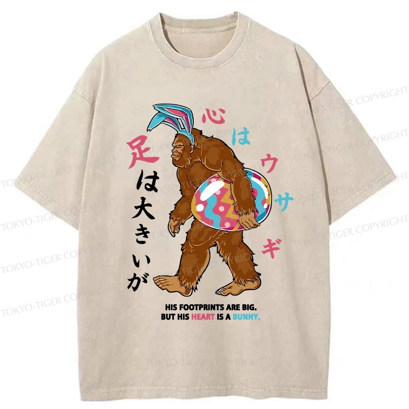 Tokyo-Tiger Funny Easter Bigfoot Bunny Washed T-Shirt
