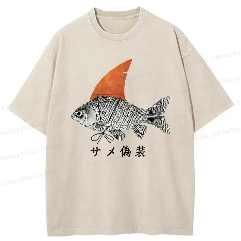 Tokyo-Tiger Fish Disguise Washed T-Shirt