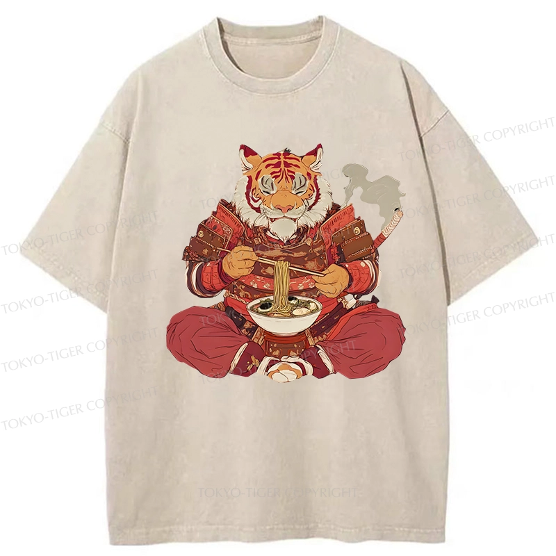 Tokyo-Tiger Ramen Lover Tiger Washed T-Shirt