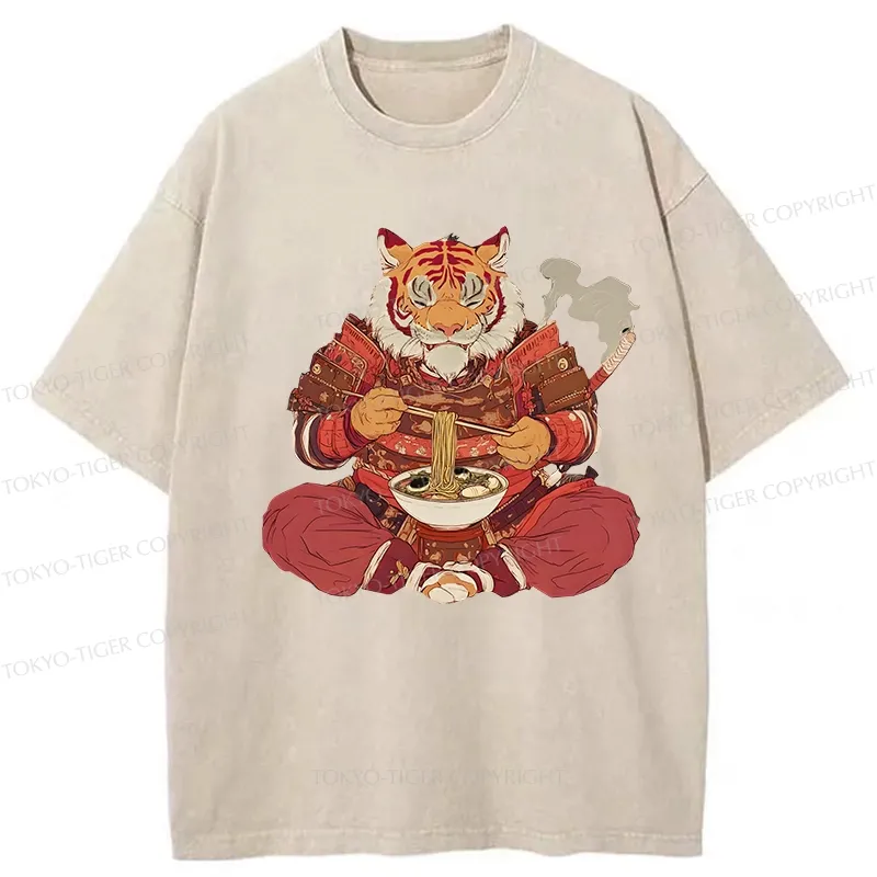 Tokyo-Tiger Ramen Lover Tiger Washed T-Shirt