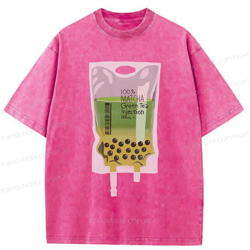Tokyo-Tiger Matcha Milk Tea Washed T-Shirt