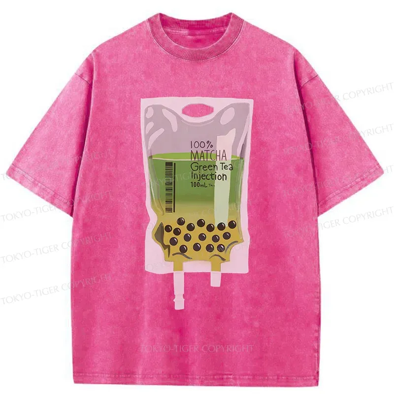 Tokyo-Tiger Matcha Milk Tea Washed T-Shirt