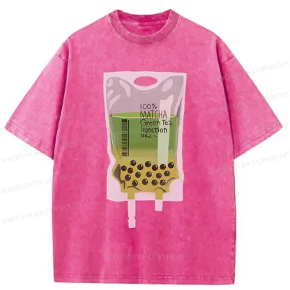 Tokyo-Tiger Matcha Milk Tea Washed T-Shirt