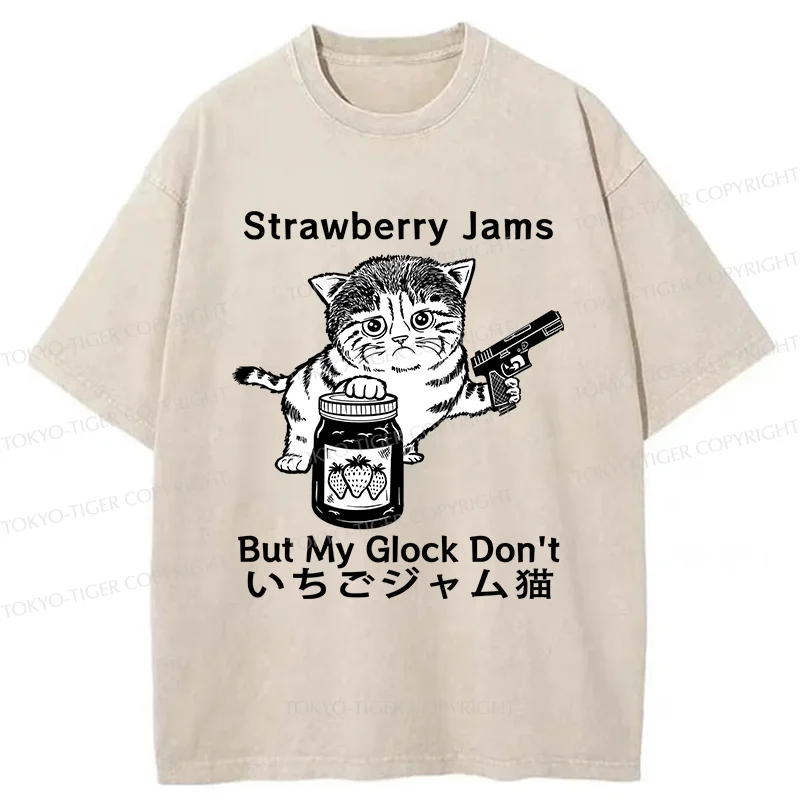 Tokyo-Tiger Strawberry Jam Cat Washed T-Shirt