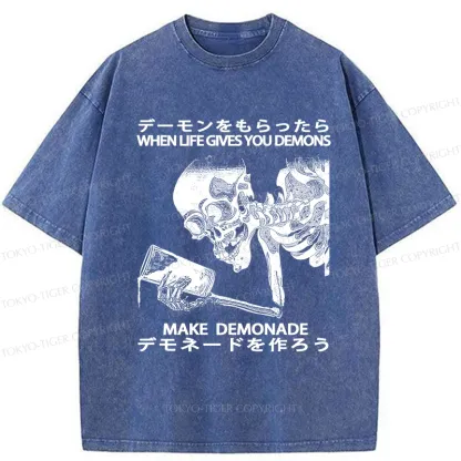 Tokyo-Tiger Make Demonade Funny Washed T-Shirt