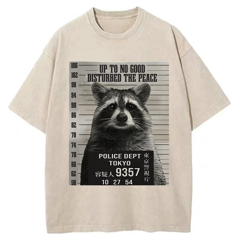 Tokyo-Tiger Arrested Raccoon Washed T-Shirt