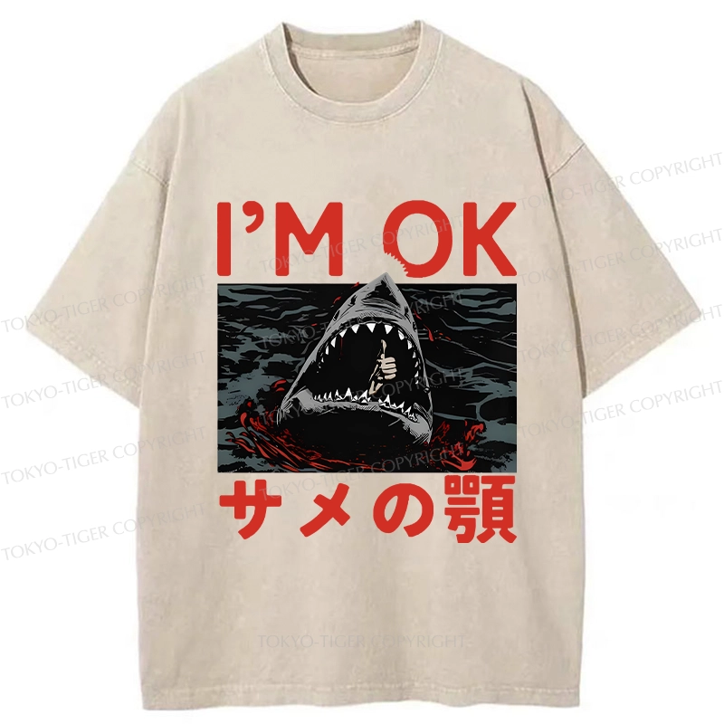 Tokyo-Tiger Funny I'm Ok Washed T-Shirt