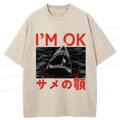 Tokyo-Tiger Funny I'm Ok Washed T-Shirt