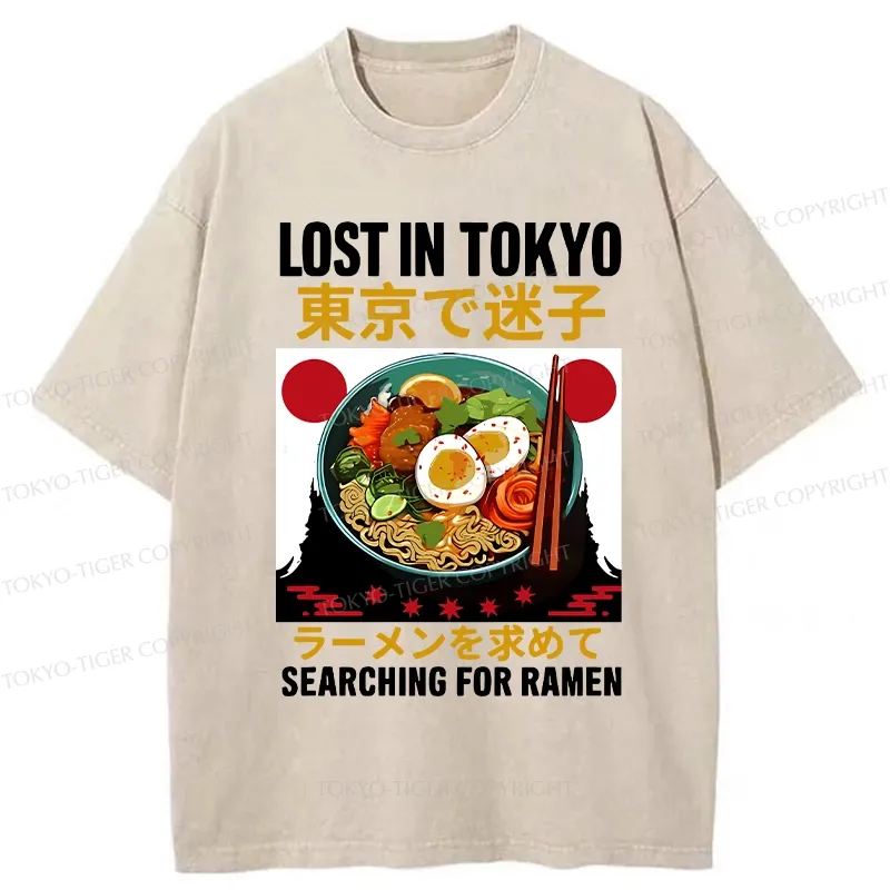 Tokyo-Tiger Searching For Ramen Washed T-Shirt