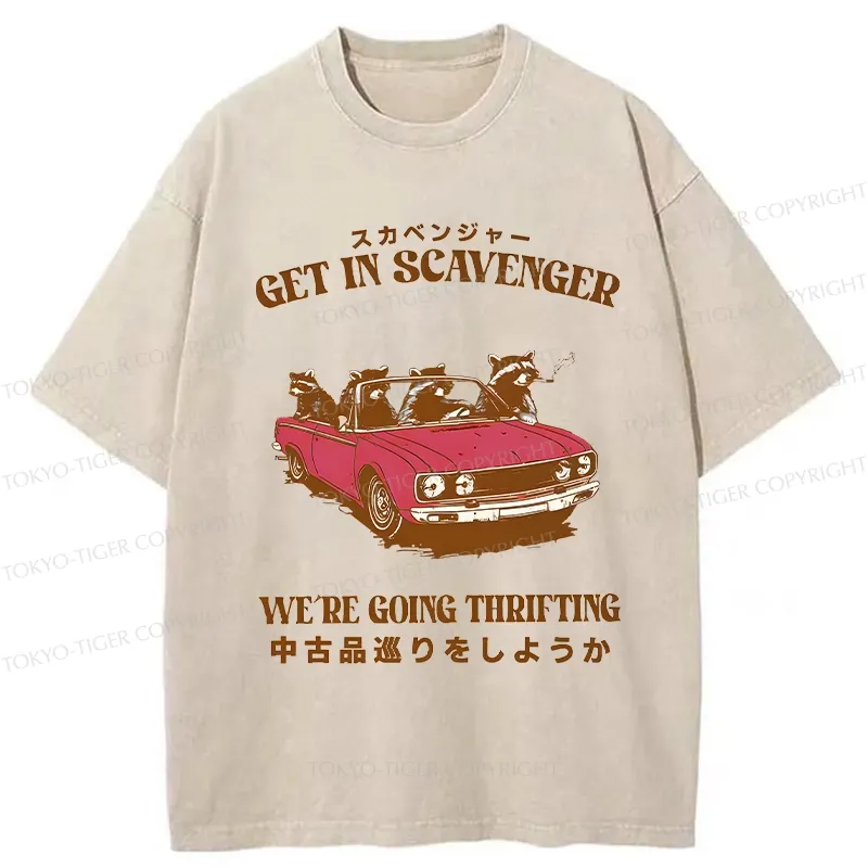 Tokyo-Tiger Get In Scavenger Washed T-Shirt Sale