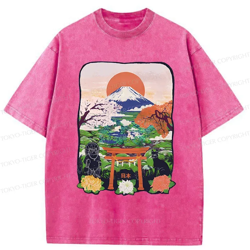Tokyo-Tiger Japan Attractions Washed T-Shirt