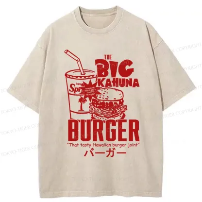 Tokyo-Tiger Tasty Hawaiian Burger Washed T-Shirt