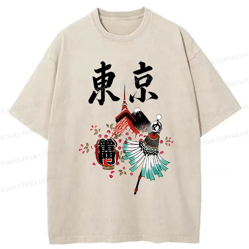 Tokyo-Tiger Tokyo Tourism Washed T-Shirt