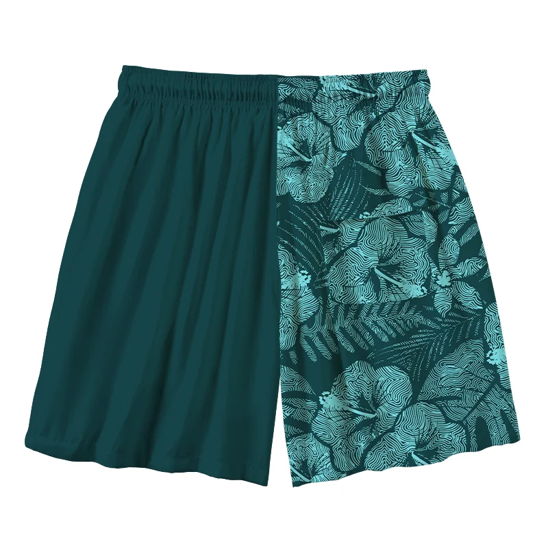 Tokyo-Tiger Tropical Ripple Flowers Aloha Mens Swim Trunks
