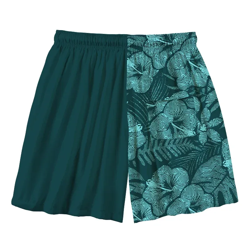 Tokyo-Tiger Tropical Ripple Flowers Aloha Mens Swim Trunks
