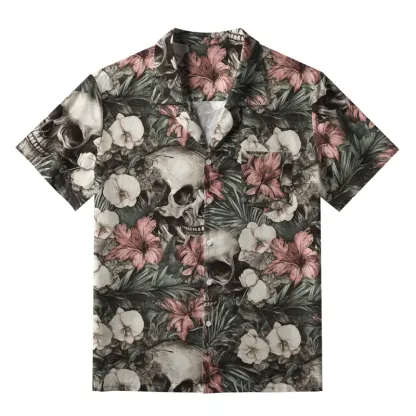 Tokyo-Tiger Skulls And Blooms Aloha Hawaiian Shirt