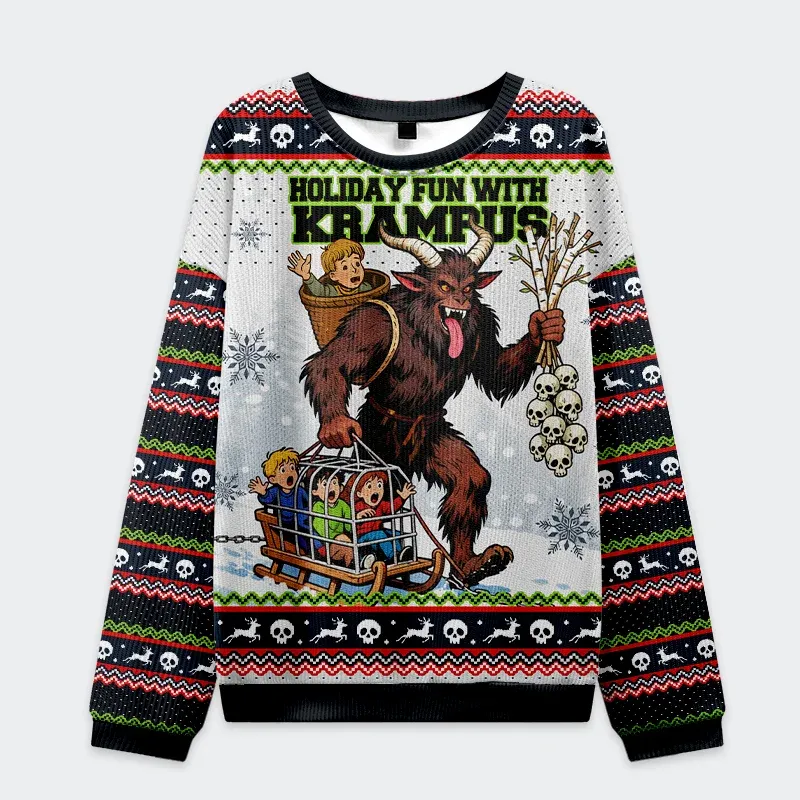 Tokyo-Tiger Krampus Catches Children Christmas Ugly Sweatshirt