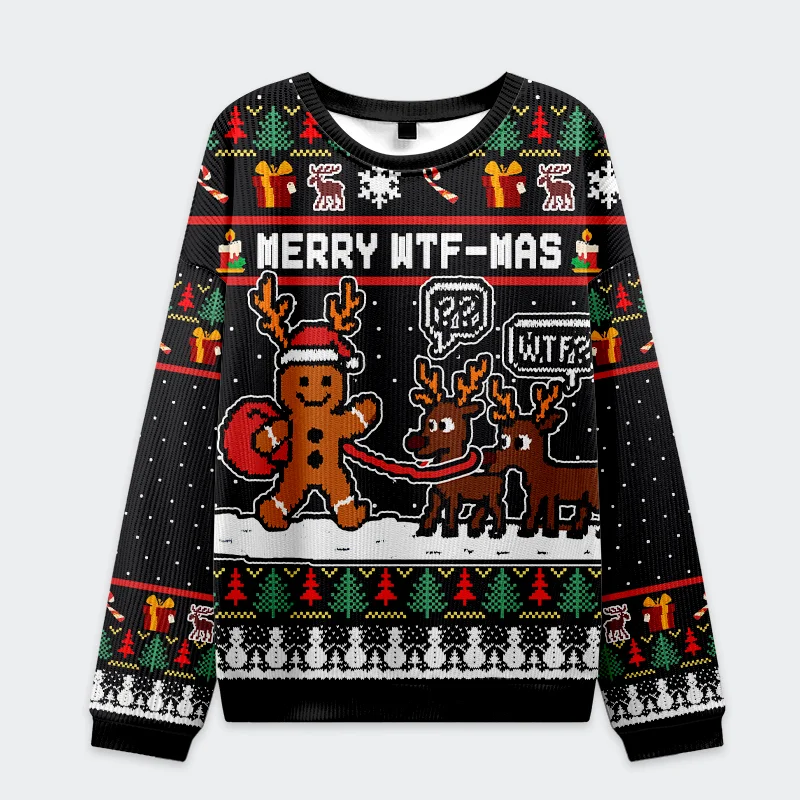 Tokyo-Tiger Confused Reindeer Christmas Ugly Sweatshirt