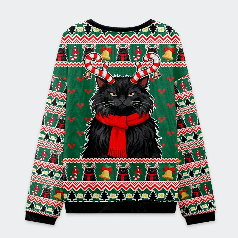 Tokyo-Tiger Krampus Black Cat Christmas Ugly Sweatshirt