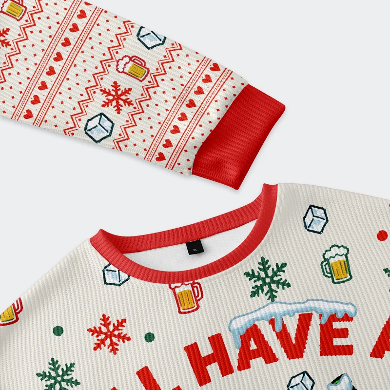 Tokyo-Tiger Snowman Drinking Beer Christmas Ugly Sweatshirt