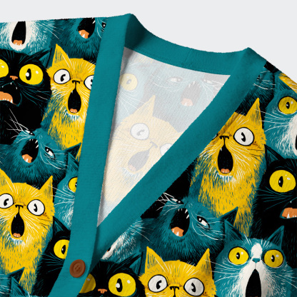 Tokyo-Tiger Surprised Cat Ugly Cardigan Sweater