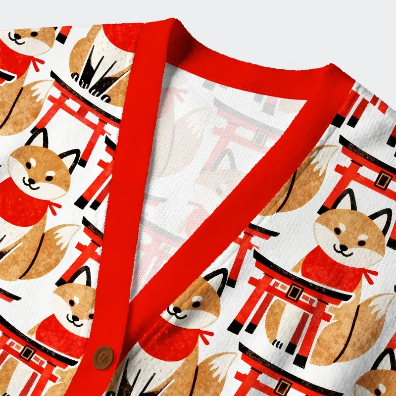 Tokyo-Tiger Fox And Torii Ugly Cardigan Sweater