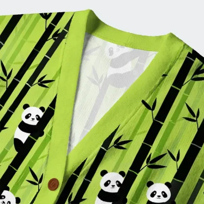 Tokyo-Tiger Bamboo Forest And Panda Ugly Cardigan Sweater