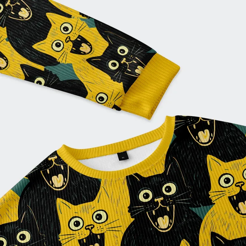 Tokyo-Tiger Yellow Cat And Black Cat Christmas Ugly Sweatshirt