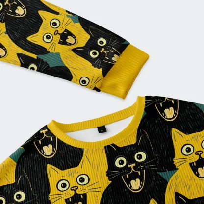 Tokyo-Tiger Yellow Cat And Black Cat Christmas Ugly Sweatshirt