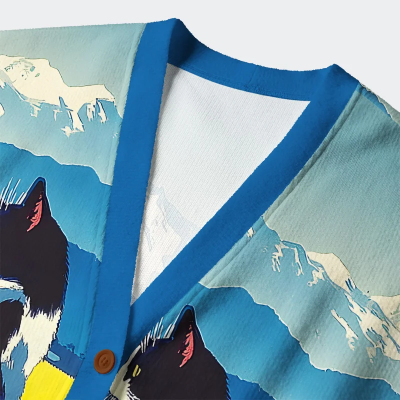 Tokyo-Tiger Cat Gazes Into The Distance In Daylily Ugly Cardigan Sweater