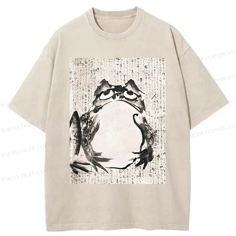 Tokyo-Tiger Retro Japanese frog Washed T-Shirt