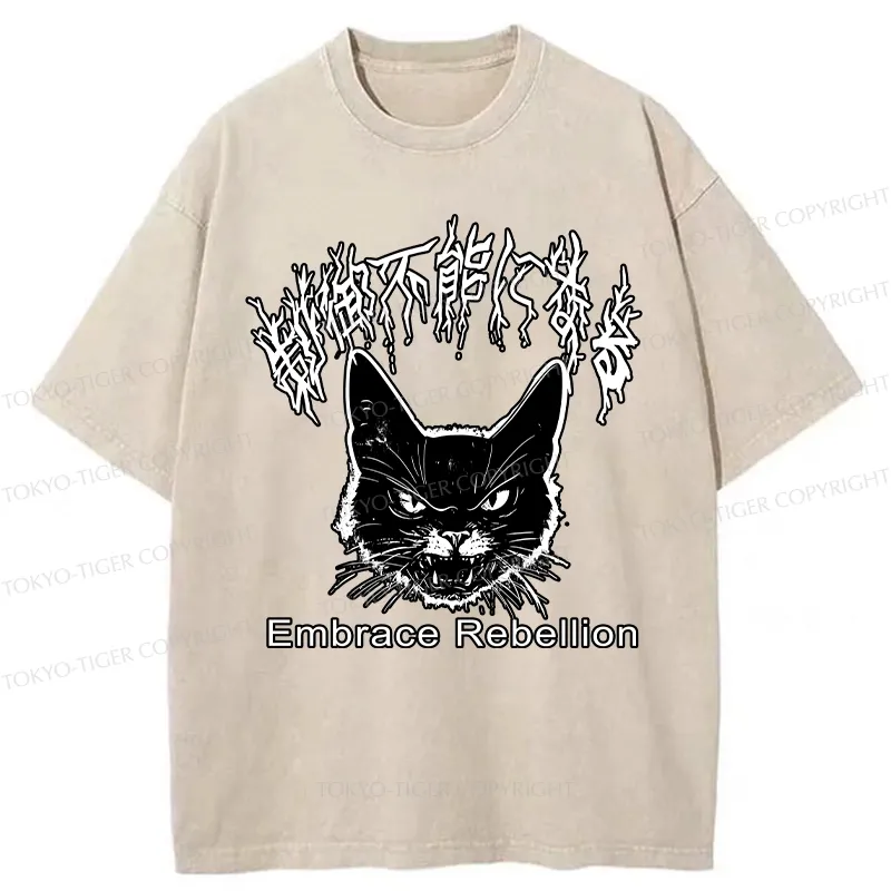 Tokyo-Tiger Embrace Rebellion Washed T-Shirt Sale