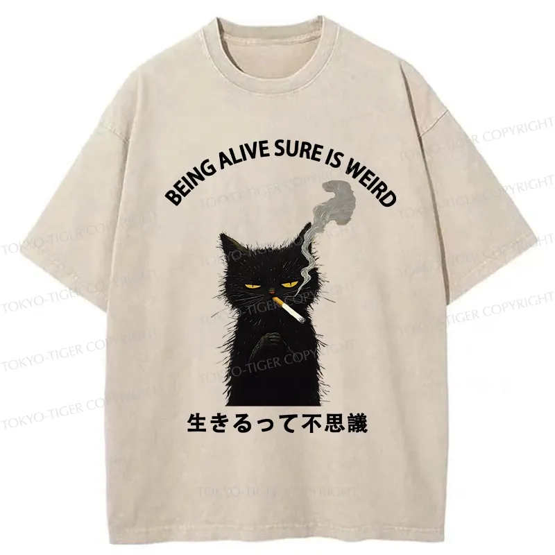 Tokyo-Tiger Being Alive Sure Is Weird Washed T-Shirt Sale