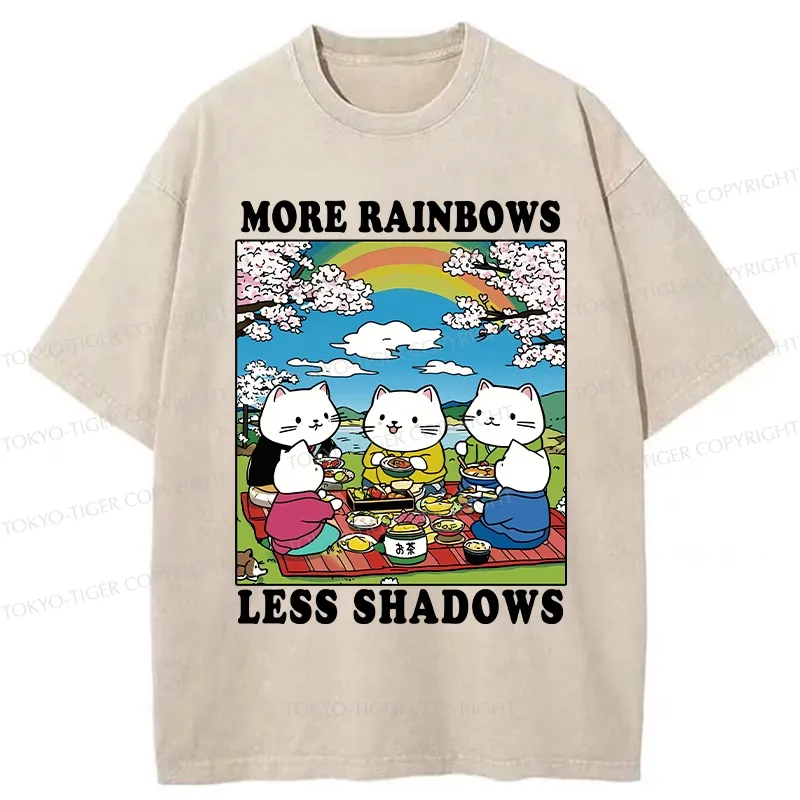 Tokyo-Tiger More Rainbows Less Shadows Funny Washed T-Shirt Sale
