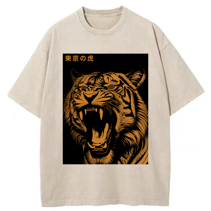 Tokyo-Tiger Roaring Tiger Washed T-Shirt