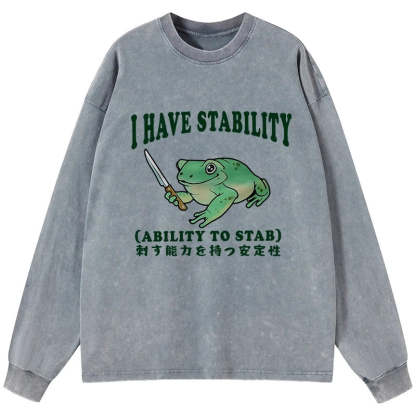 Tokyo-Tiger Mentally Stable Assassin Frog Washed Long Sleeve T-Shirt