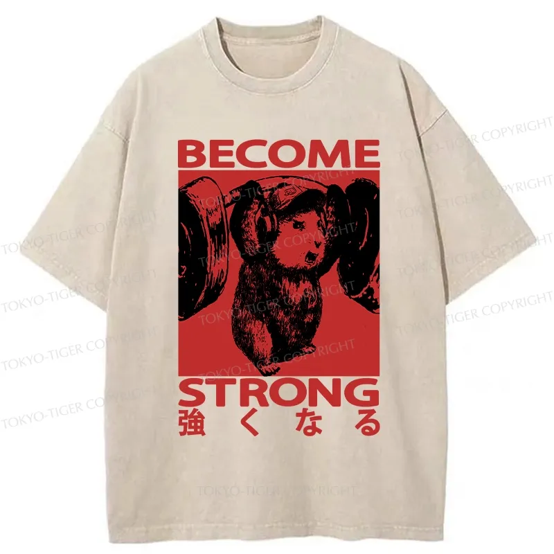 Tokyo-Tiger Funny Become Strong Washed T-Shirt