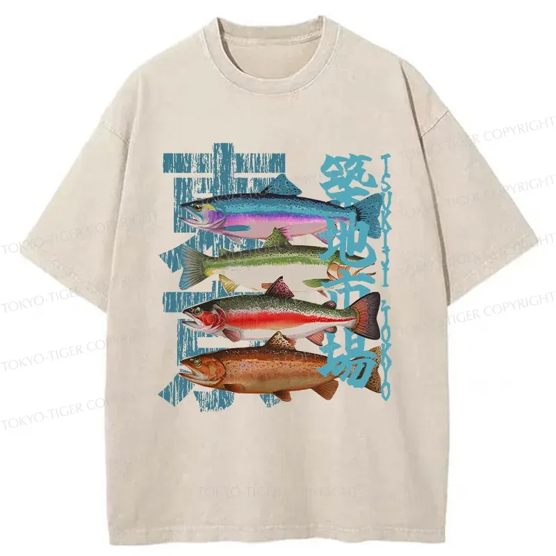 Tokyo-Tiger Retro Tsukiji Market Washed T-Shirt