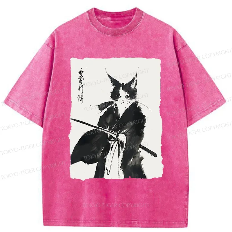 Tokyo-Tiger Retro Warrior Cat Washed T-Shirt