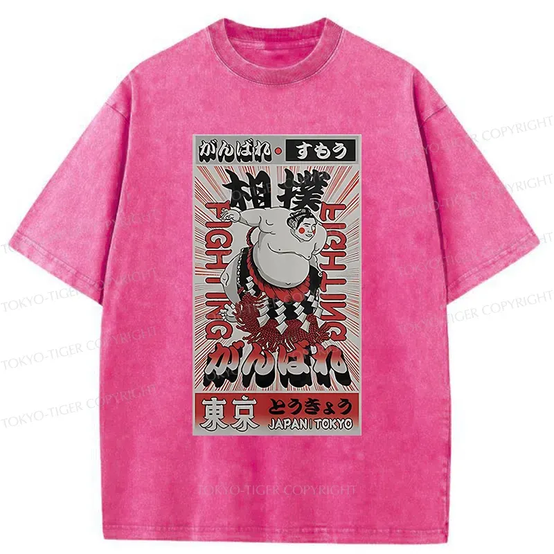 Tokyo-Tiger Vintage Sumo Poster Washed T-Shirt